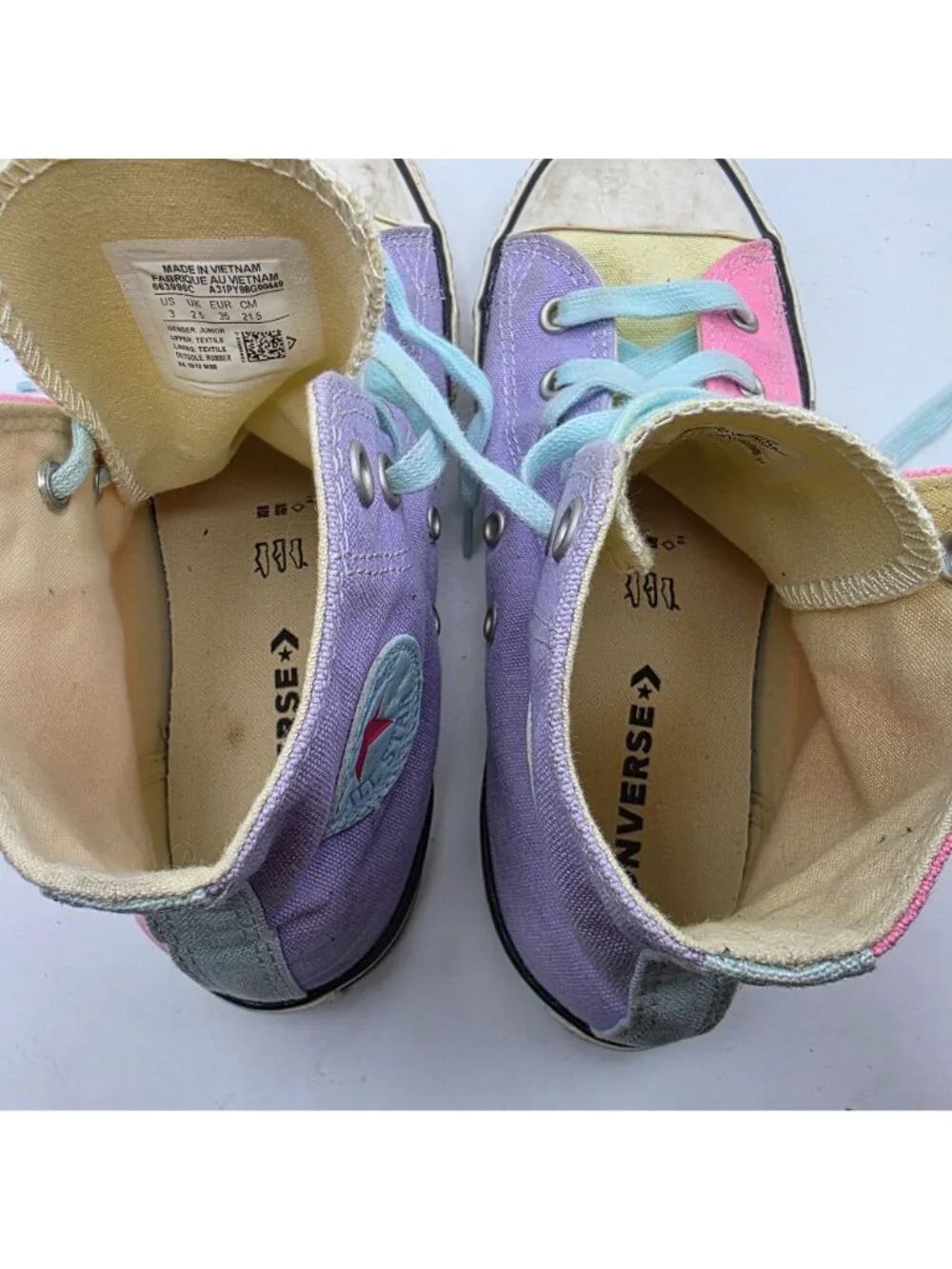 Converse All Star Kids High Tops 3 Pink Yellow Purple Shoes Classic Design